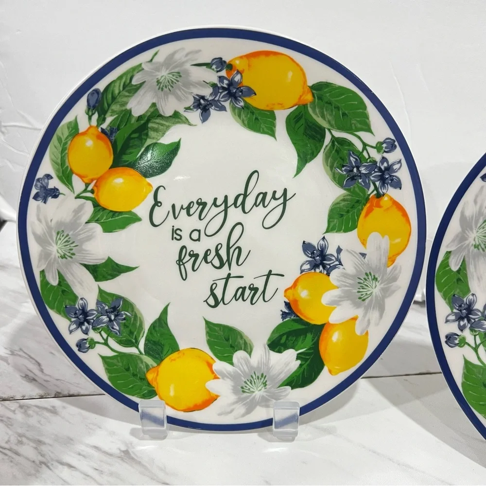 Royal Norfolk Lemon Floral Salad Plates Ceramic 7.5